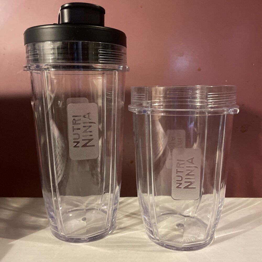 2 Nutri Ninja Blender Replacement Cup with 1 Travel lid
